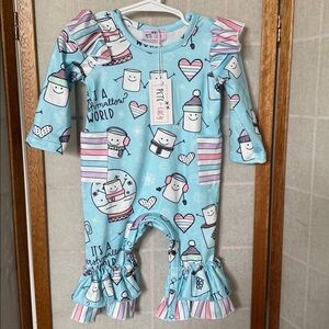 Pete + Lucy Marshmallows Romper size 3/6 M